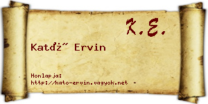 Kató Ervin névjegykártya