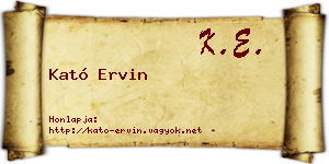 Kató Ervin névjegykártya